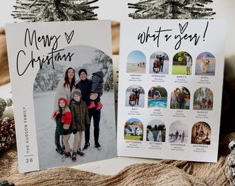 Year in Review Holiday Photo Card Template, What a Year Christmas Card Template Canva, Editable Family Christmas Card, Newsletter, 41