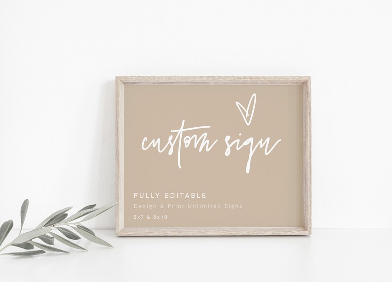 Modern Wedding Sign Template Beige Custom Sign Minimalist | Etsy