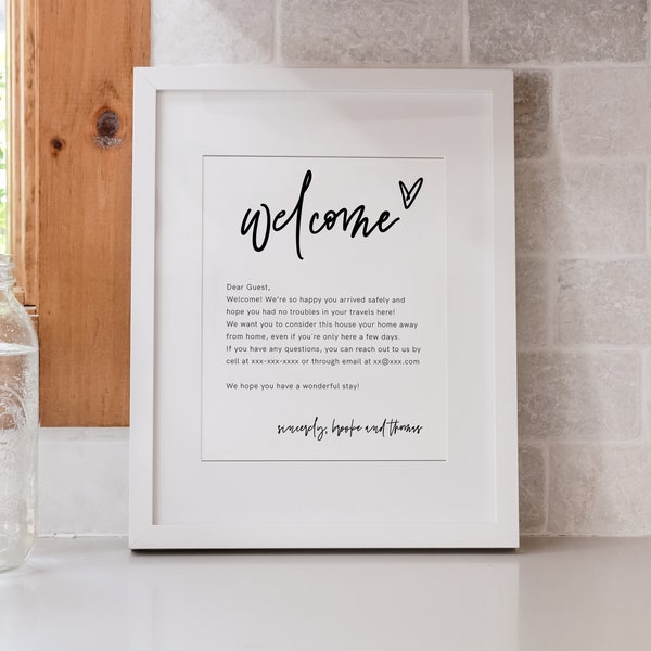 Welcome Note Template, Airbnb Welcome Note, Welcome to our Home, Welcome Note for Wedding, Welcome Airbnb, Welcome Letter, Editable, 41