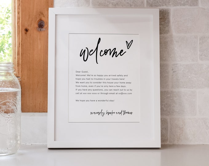 Welcome Note Template, Airbnb Welcome Note, Welcome to Our Home ...
