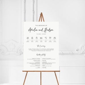 Wedding Program Sign Template, Modern Wedding, Wedding Itinerary, Timeline Sign, Download, Editable, Template, Minimalist, Modern, 003 image 3