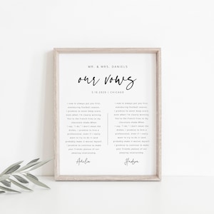 Anniversary Gift, Our Vows Wall Art, Wedding Vow Keepsake, Printable Wedding Sign Template, Digital Download, 100% Editable Template, 003