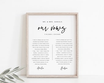 Anniversary Gift, Our Vows Wall Art, Wedding Vow Keepsake, Printable Wedding Sign Template, Digital Download, 100% Editable Template, 003