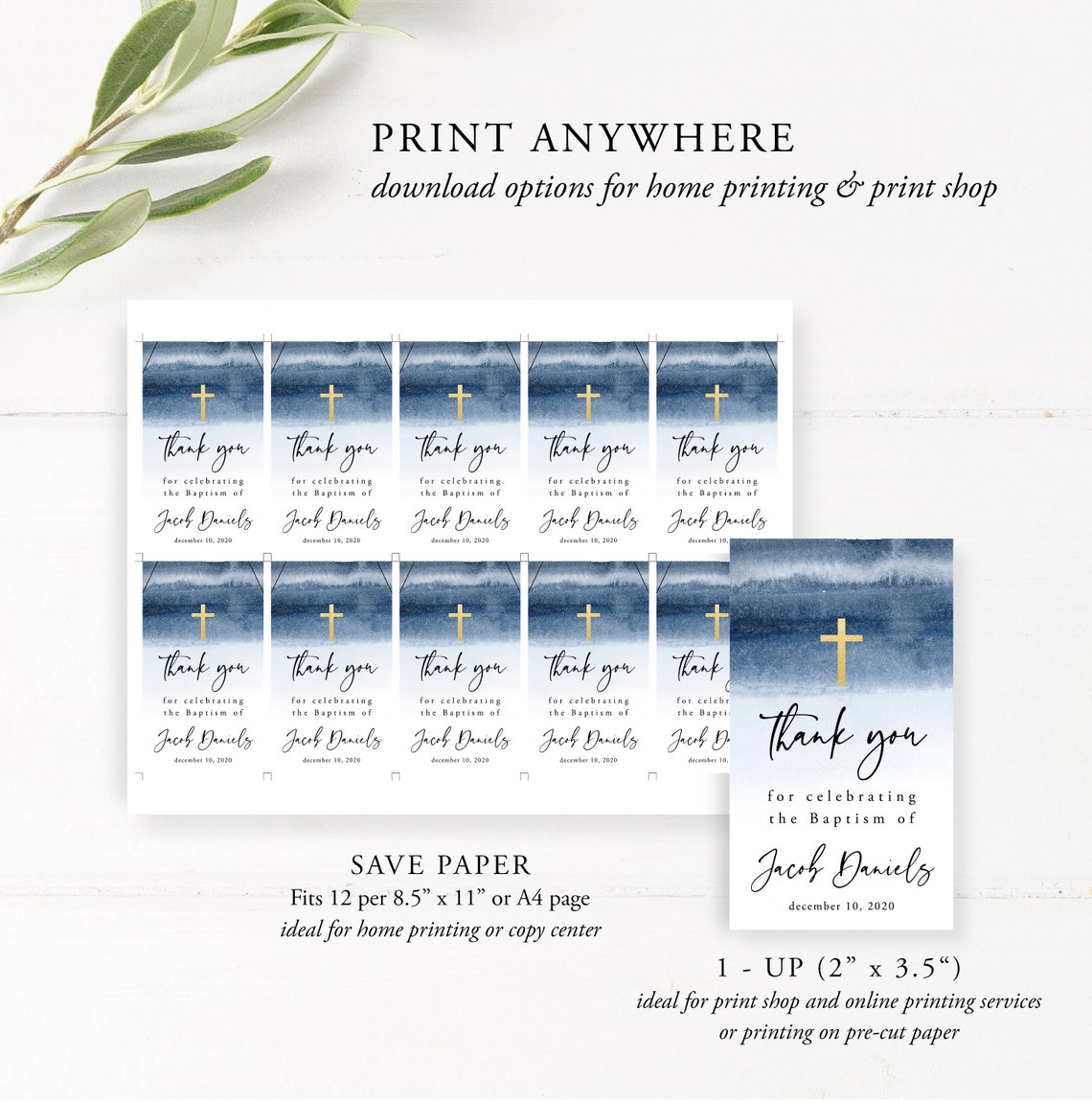 Baptism Favor Tags Template Printable Baptism Favor Tags - Etsy