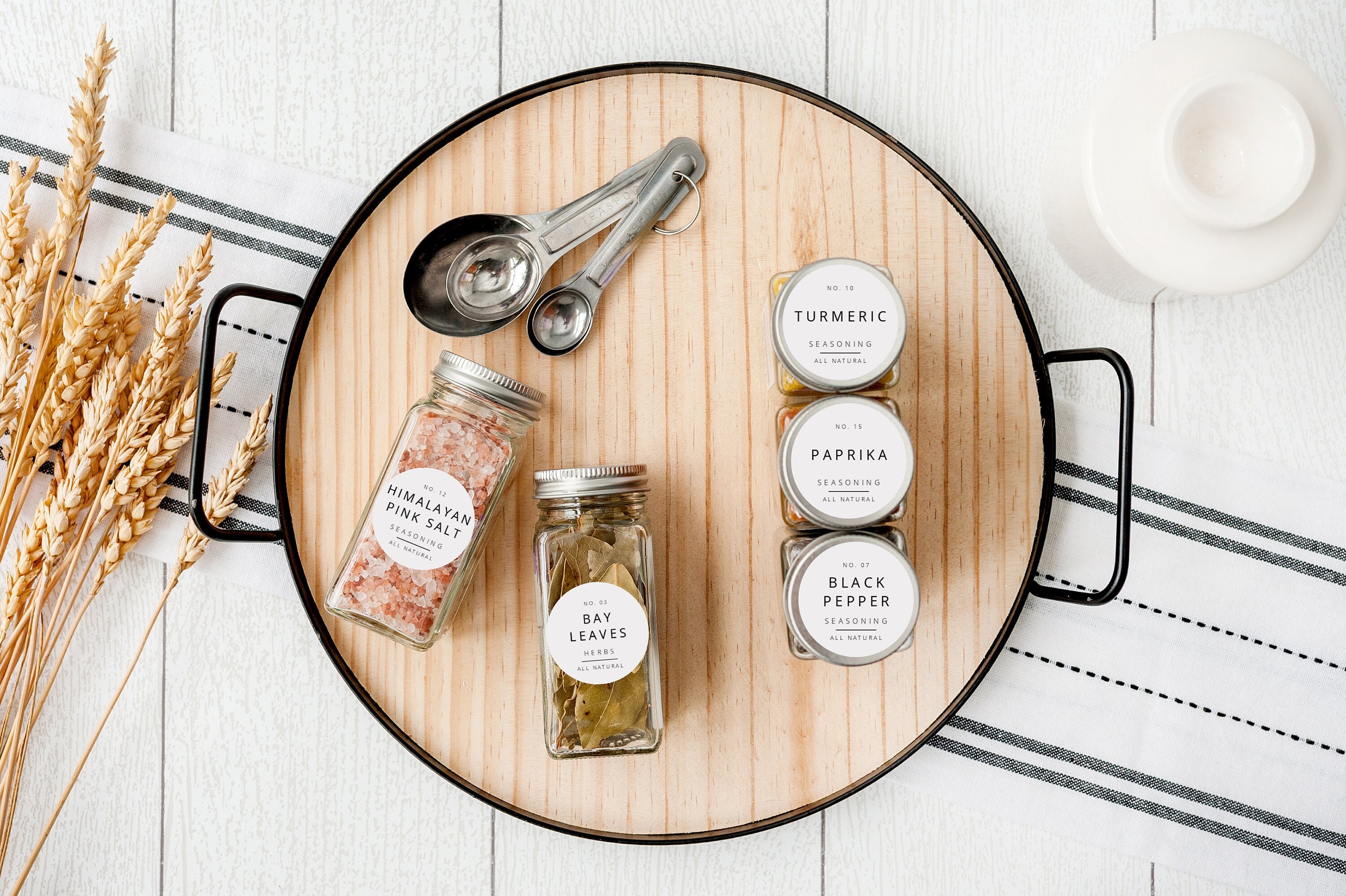 Rectangle and Round Labels fit ChefLand Square Glass Spice Jars