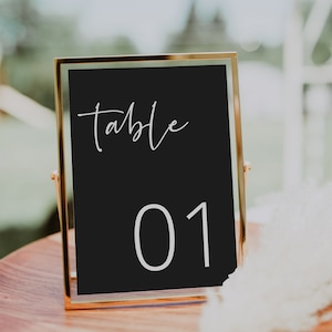 Boho Table Number Card Template, Black and White Wedding, Wedding Table Number, Editable, INSTANT DOWNLOAD, Black Number, DIY, 43