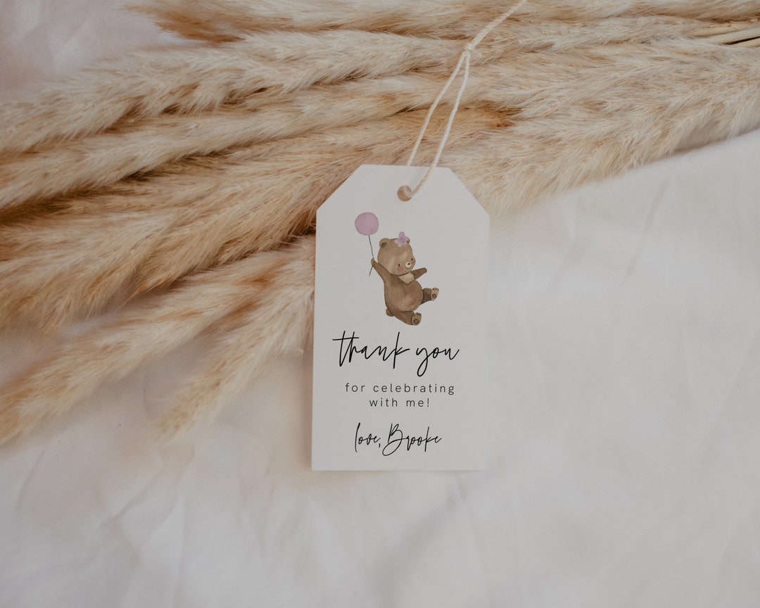 Tag Bea Bear Birthday Tag, Bear-y First Birthday Favor Tag, Cute Bear Birthday ...