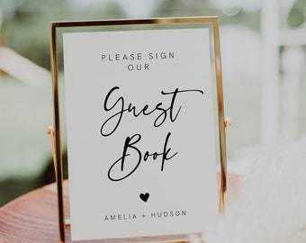 Please Sign Our Guestbook Sign Printable, Sign Our Guestbook, Wedding Guestbook Sign Instant, Modern Minimalist Wedding Signage DIY, 003