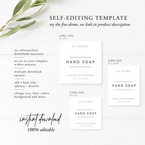 Editable Soap Label Template, Dish Soap, Hand Lotion, Printable Label ...