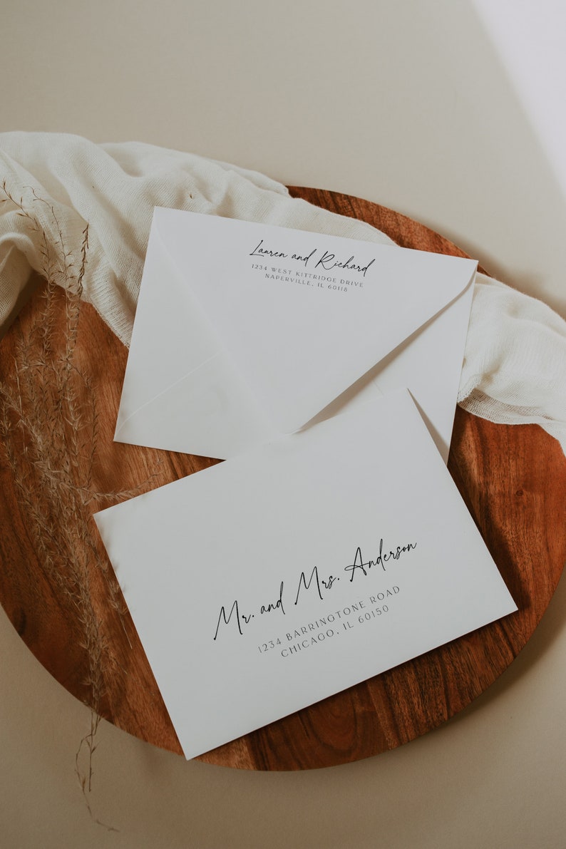 Minimalist Envelope Address Template, Minimalist Wedding Envelope, Printable Wedding Envelope, Editable Envelopes, Elegant, Calligraphy, 89 image 3