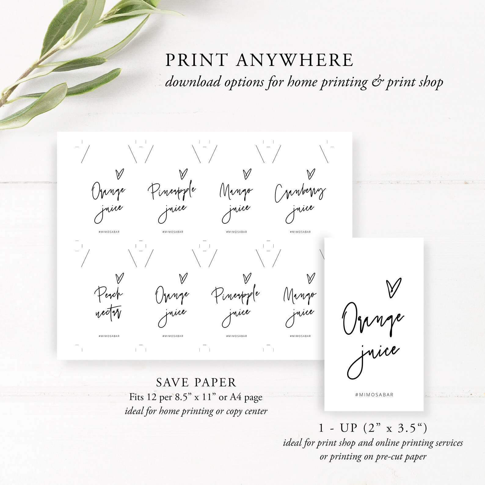 Mimosa Juice Tags Template Download Printable Mimosa Bar - Etsy