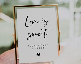 Love is Sweet  Sign Printable, Modern Minimalist Wedding Sign, Please Take a Favor, Sweet Treat Baby Shower Bridal Shower, Instant, 003