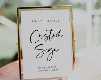 Minimalist Wedding Sign Template, Custom Sign, Modern Wedding Signage, Printable Signs for Party, Simple Wedding Sign, Editable Sign, 003