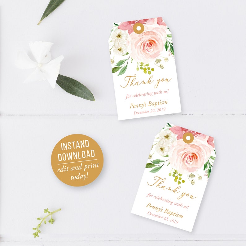 Baptism Favor Tags Template Printable Baptism Favor Tags - Etsy