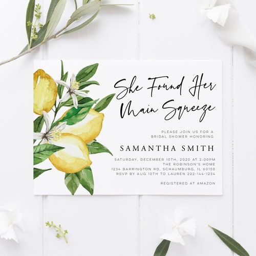 She Found Her Main Squeeze Bridal Shower Invitation With Lemon - Etsy