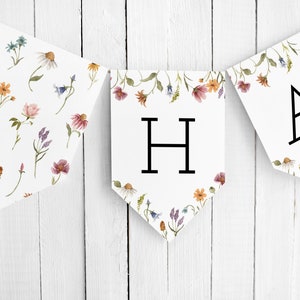 Wildflower Banner Template, Blue Wildflower Birthday, Custom Banner, Floral Banner, Editable bunting, DOWNLOAD, Wildflower Baby Shower, 55