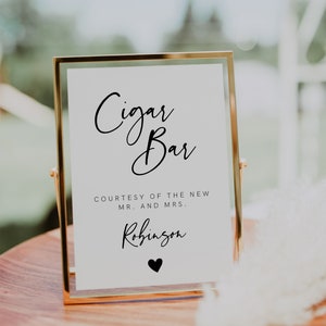 Cigar Bar Sign, Wedding Cigar Sign, Modern Minimalist Cigar Bar Sign Printable, Instant Download Editable Template, Simple Signs, 003