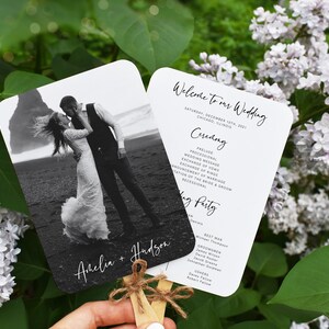 Photo Wedding Program Fan Template, Program Fan with Photo, Ceremony Programs, Wedding Programs, Modern, Editable, Download, Templett, 003 image 4