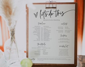 Cronograma del día de la boda, Cronograma de la fiesta de bodas, Horario de la boda, Itinerario imprimible del día de la boda, Agenda de la boda