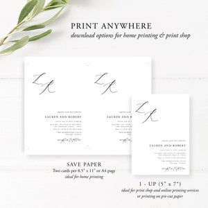 Modern Wedding Invitation Set Template, Calligraphy, Elegant Font, Elegant, Rustic Wedding, RSVP, Details, 100% Editable, Download, 050 image 6
