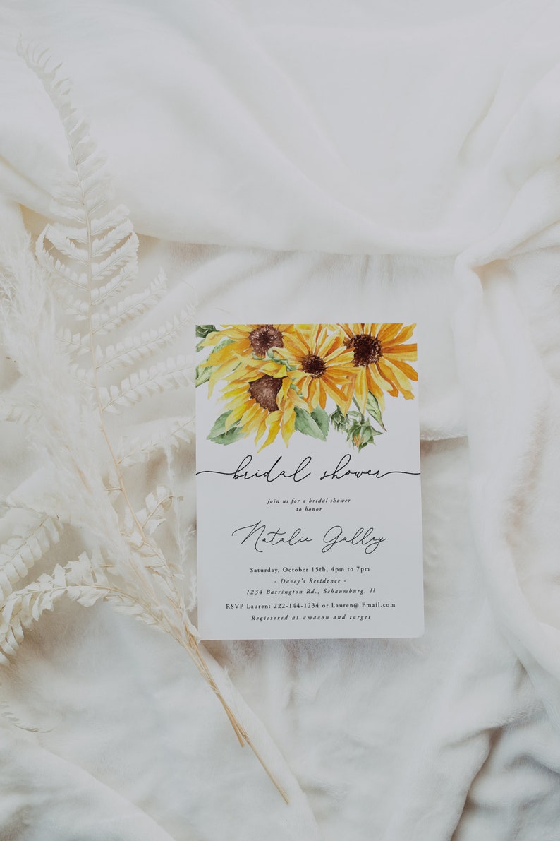 Sunflower Bridal Shower Invitation Template Bridal Brunch Etsy