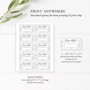 Diaper Raffle Ticket, Baby Shower Raffle, Baby Shower Door Prize Ticket , Baby Shower Invitation Insert, Ticket Template, Minimalist, 003 image 6