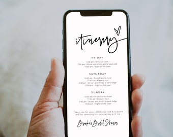 Itinerary Electronic Template, Bachelorette, Wedding, Family Reunion, Electronic Schedule, Email Itinerary, Editable Text, 100% Editable, 41