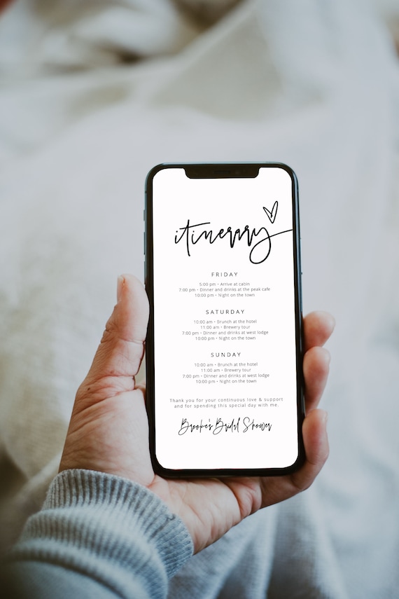 Itinerary Electronic Template, Bachelorette, Wedding, Family Reunion, Electronic Schedule, Email Itinerary, Editable Text, 100% Editable, 41
