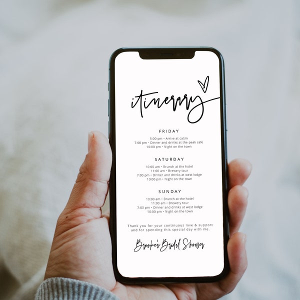 Itinerary Electronic Template, Bachelorette, Wedding, Family Reunion, Electronic Schedule, Email Itinerary, Editable Text, 100% Editable, 41