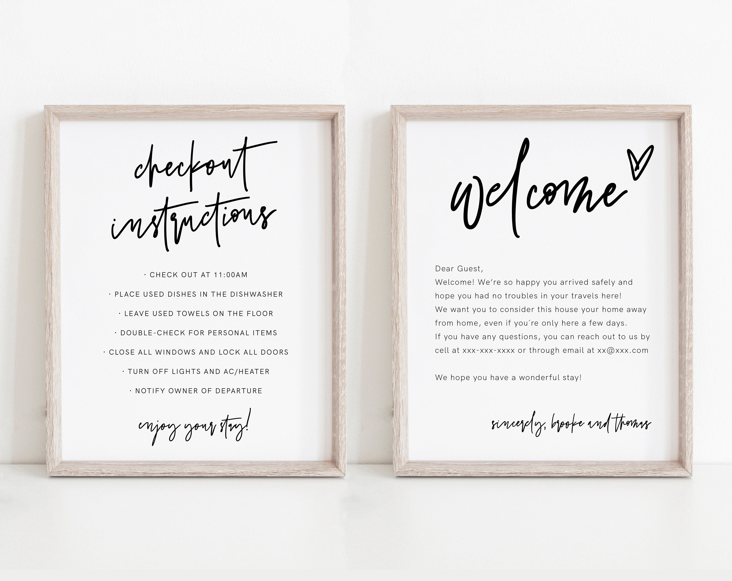 Welcome Note and Checkout Signs Airbnb Printable Welcome image