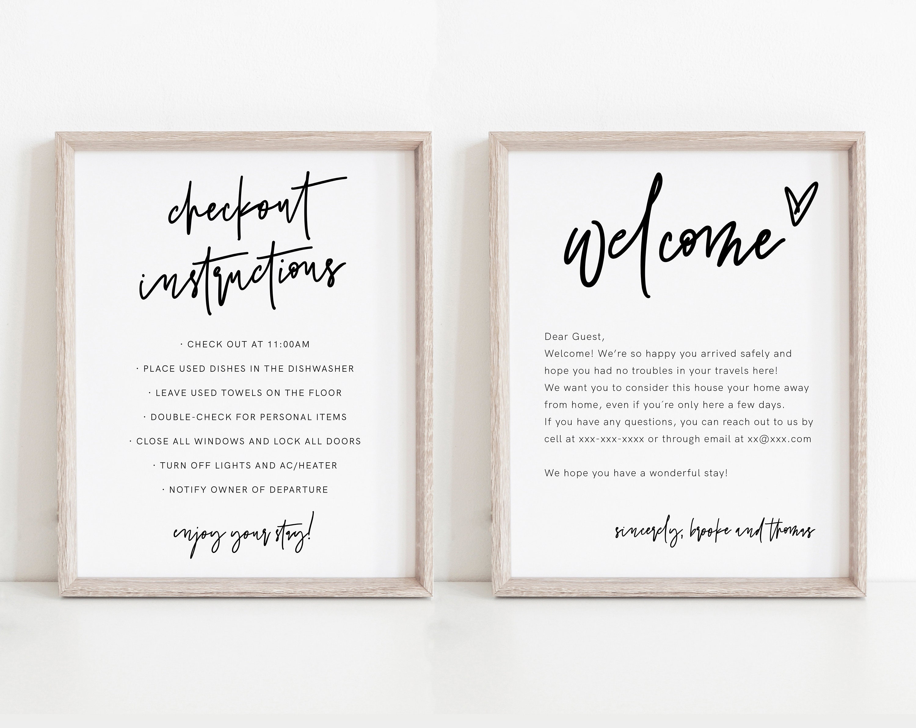 Welcome Note And Checkout Signs Airbnb Printable Welcome Etsy Australia