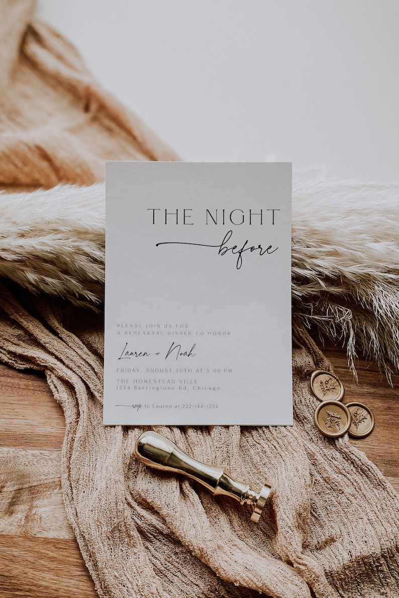 Minimalist Rehearsal Dinner Invitation, Modern Minimalist Wedding Rehearsal Invite, Elegant Dinner Invite, Editable, Template, Instant, 89 image 3