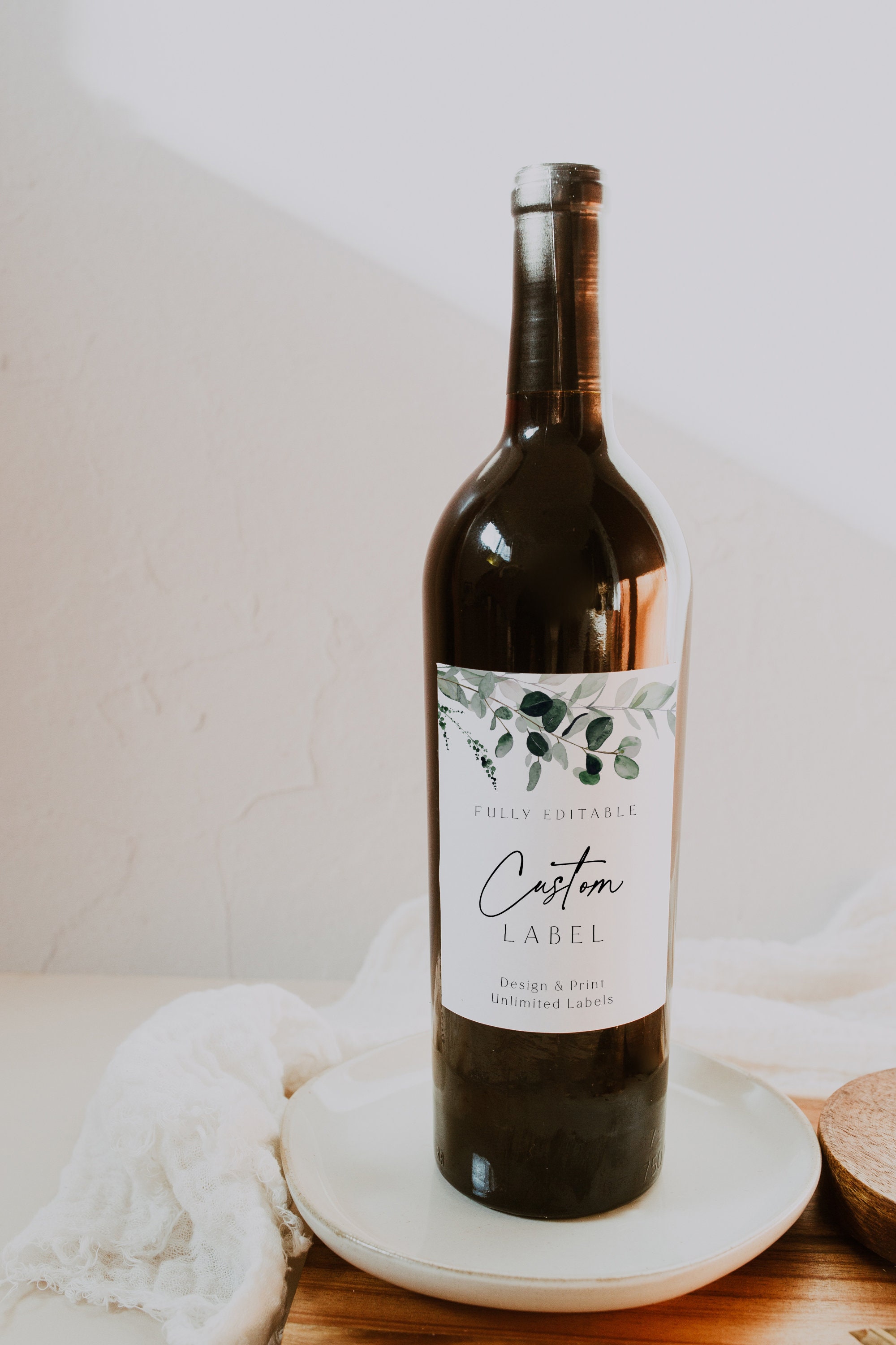 Custom Wine Label Template Greenery Wine Labels Wedding ...