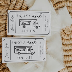 Modern Wedding Food Truck Ticket Template, Minimal Wedding Drink Voucher, Food Truck Tickets, Wedding Meal Tokens Party Cards, 003 image 3