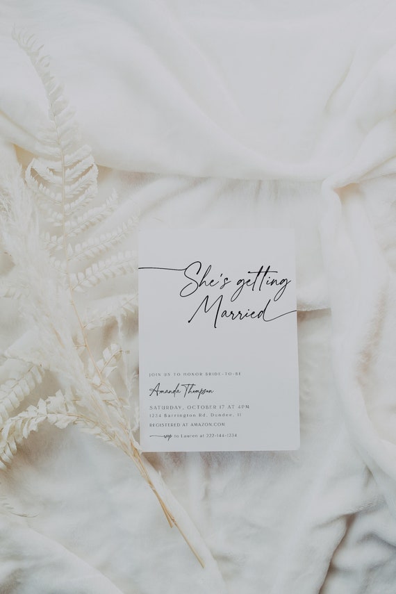 Minimalist Bridal Shower Invitation, Elegant Bridal Shower Invite, Modern Bridal, Instant Download, Printable DIY, Editable, Template, 89
