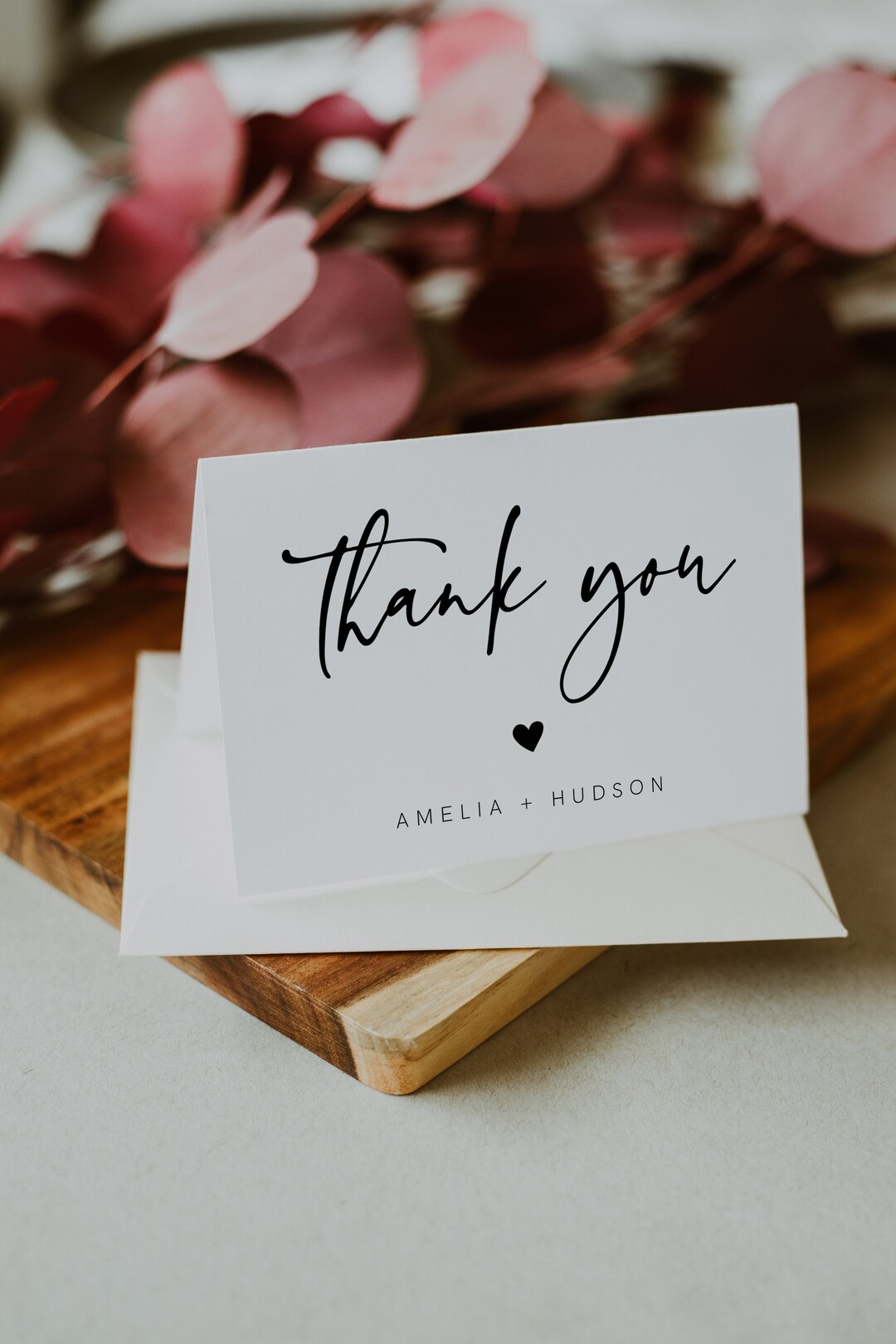 Modern Thank You Card Template, Minimalist Wedding, Bridal Shower Thank ...