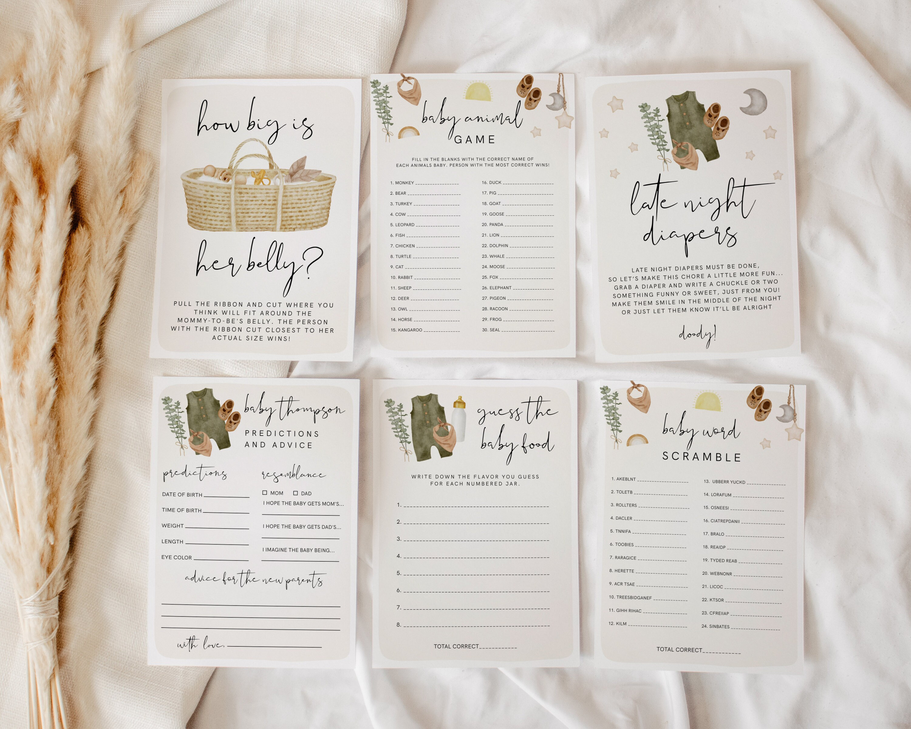 Baby Shower Game Bundle Boho Baby Shower Game Kit Printable Etsy