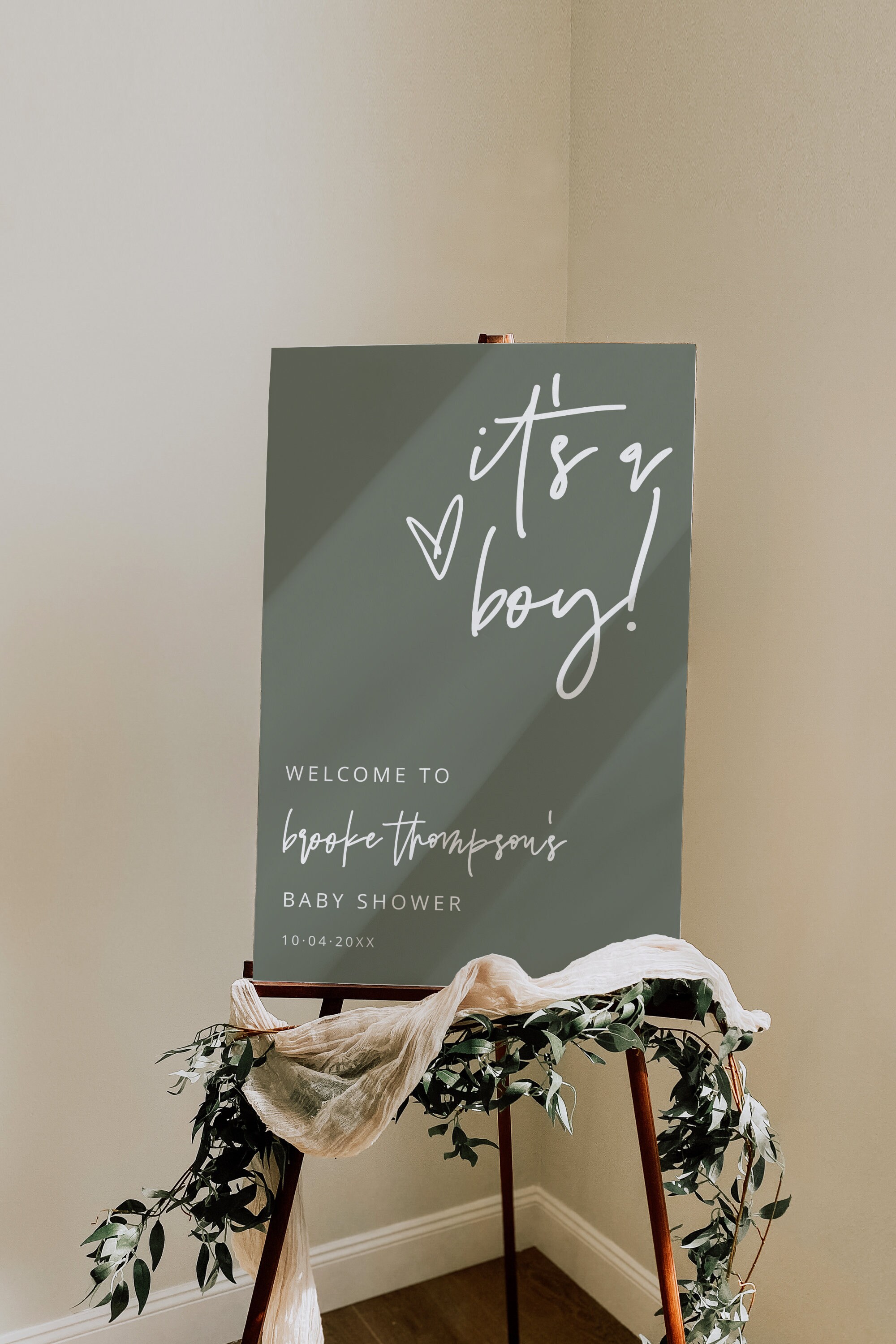 It's a Boy Welcome Sign Template, Modern Baby Shower Sign, Clean ...
