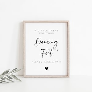 Dancing Feet Sign Template, Wedding Flip Flops Sign, Simple Dancing Shoes Sign, Modern Minimalist Dance Floor Sign Editable, Printable 003 画像 2