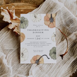 Thanksgiving Invitation, Thanksgiving Dinner Invitation, Pumpkin Party Invitation, Printable Thanksgiving Invite, Instant Download, 032