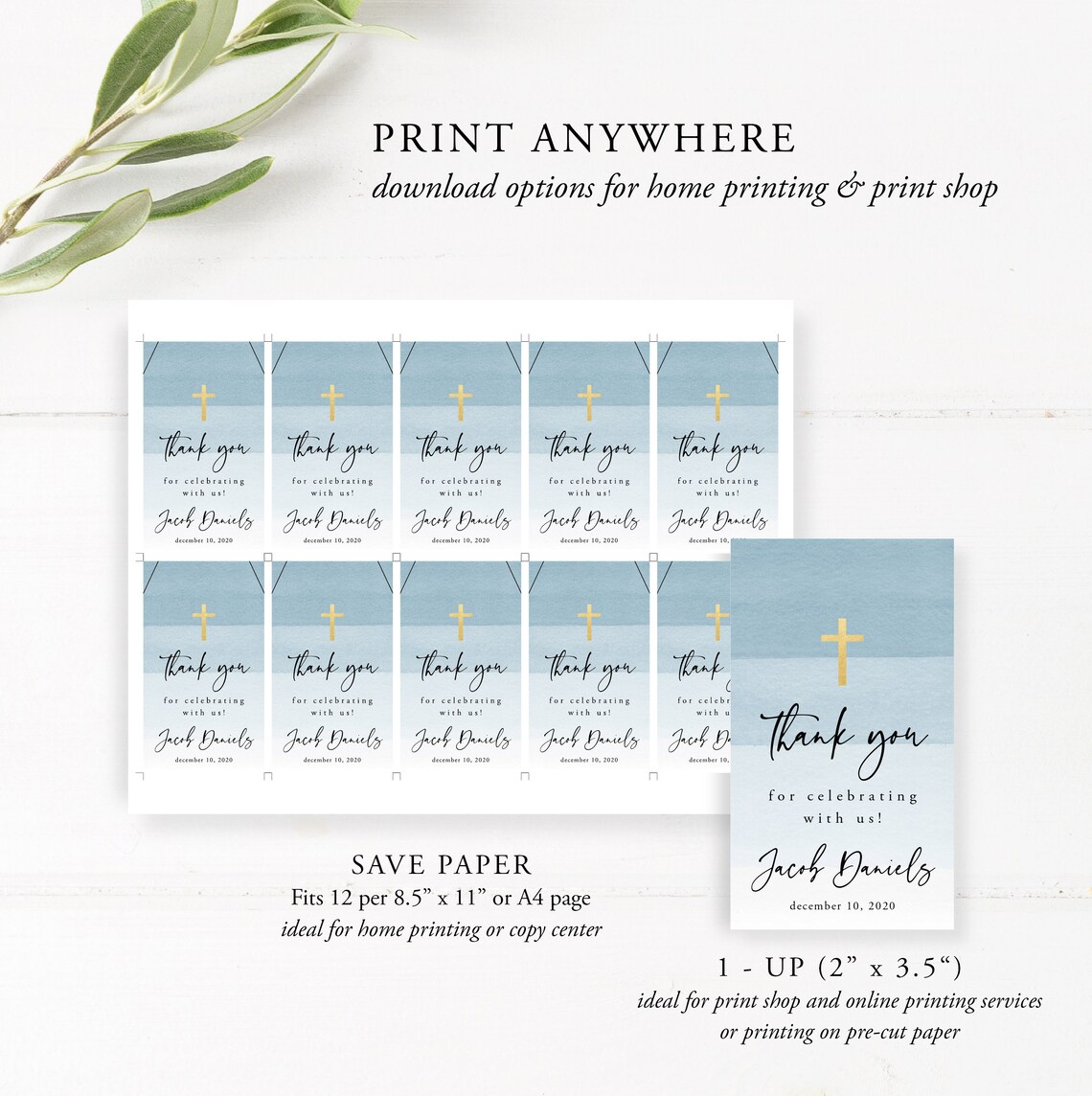 Baptism Favor Tags Template, Printable Baptism Favor Tags, First ...