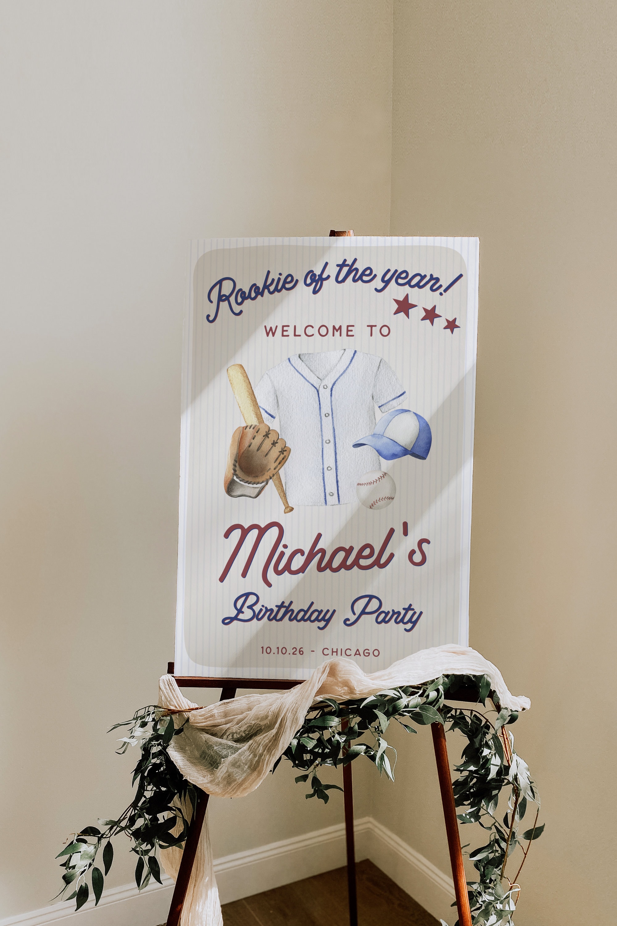 Baseball Birthday Welcome Sign Template, Boy Birthday, Rookie of the ...