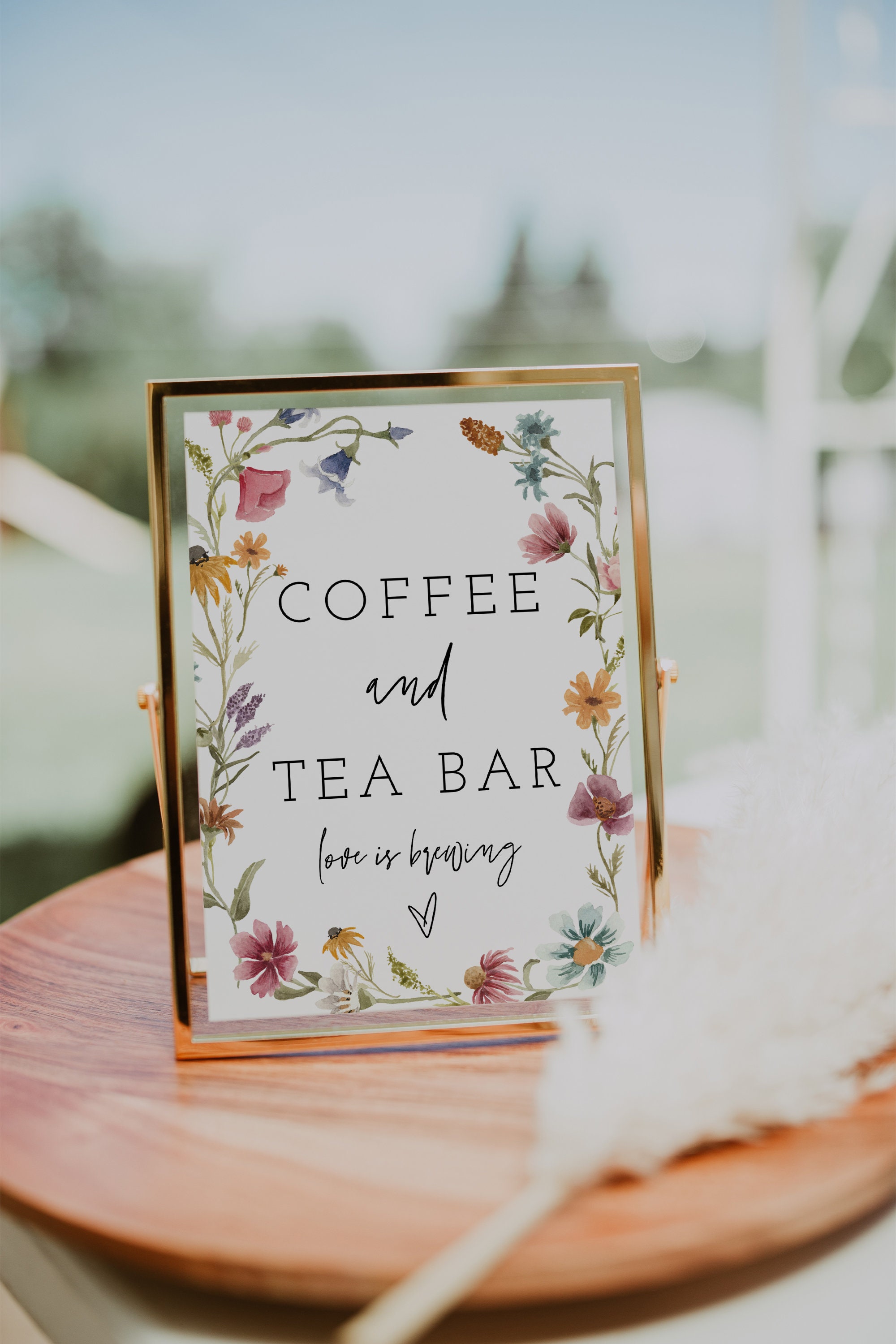 Wildflower Tea Bar Sign Printable, Floral Coffee and Tea Bar Sign, Wildflower Signs, Wildflower Bridal Shower Signs, Boho Bridal Shower, 55