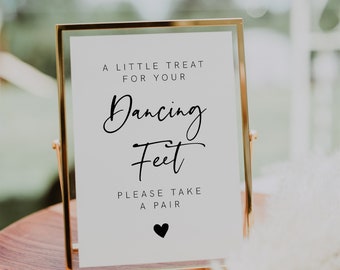 Dancing Feet Sign Template, Wedding Flip Flops Sign, Simple Dancing Shoes Sign, Modern Minimalist Dance Floor Sign Editable, Printable 003