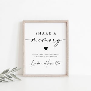 Share a Memory Funeral Sign and Share a Memory Card, Simple Funeral Memory Card Editable, Funeral share a memory template, Download, 128 image 2