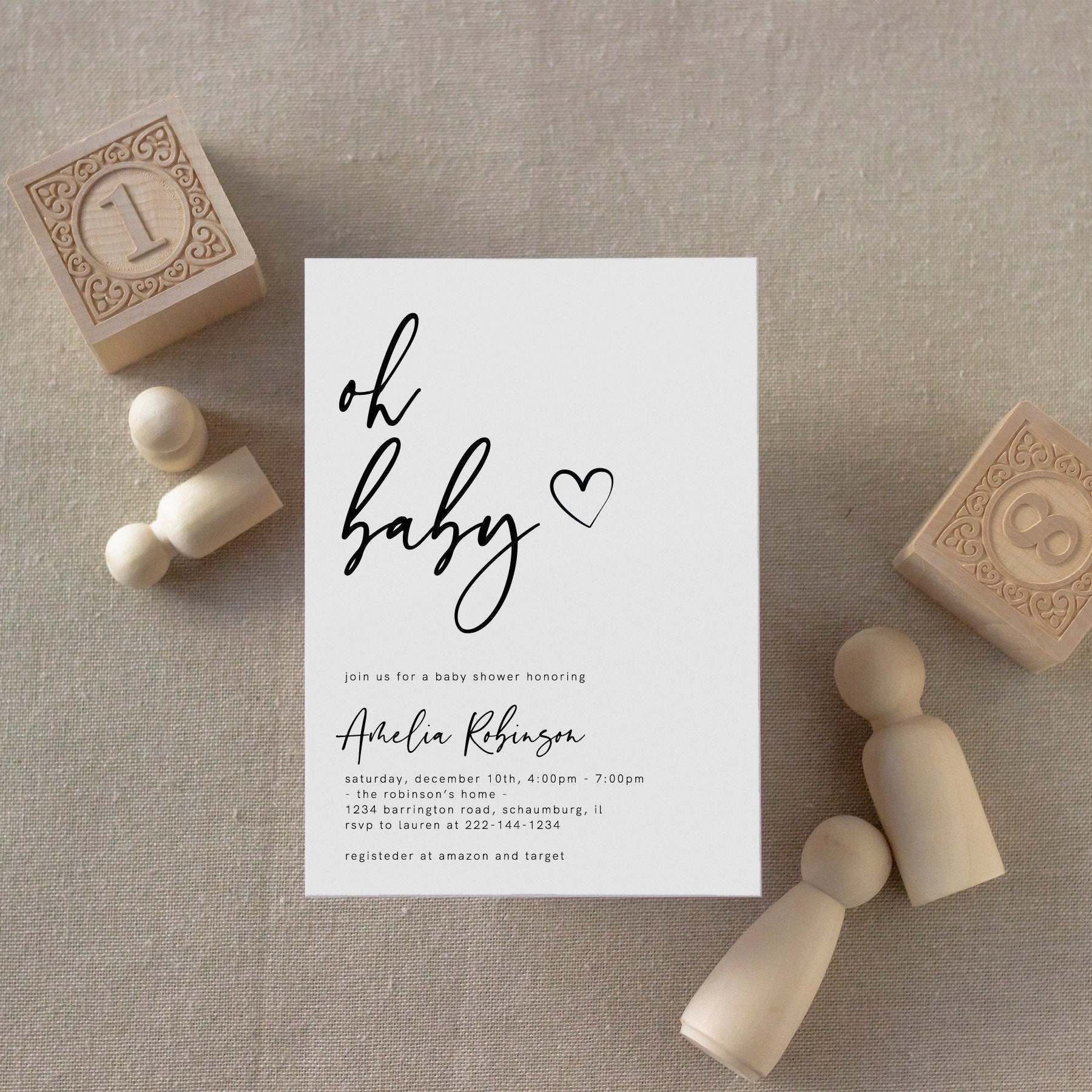 Modern Baby Shower Invitation Minimalist Baby Shower | Etsy