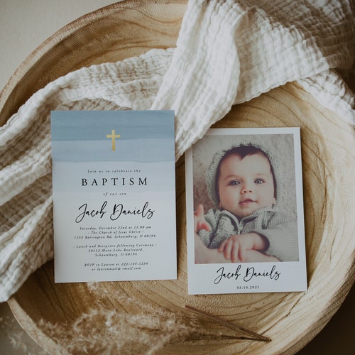 EDITABLE in CANVA -baptism Invitation - Christening Invitation