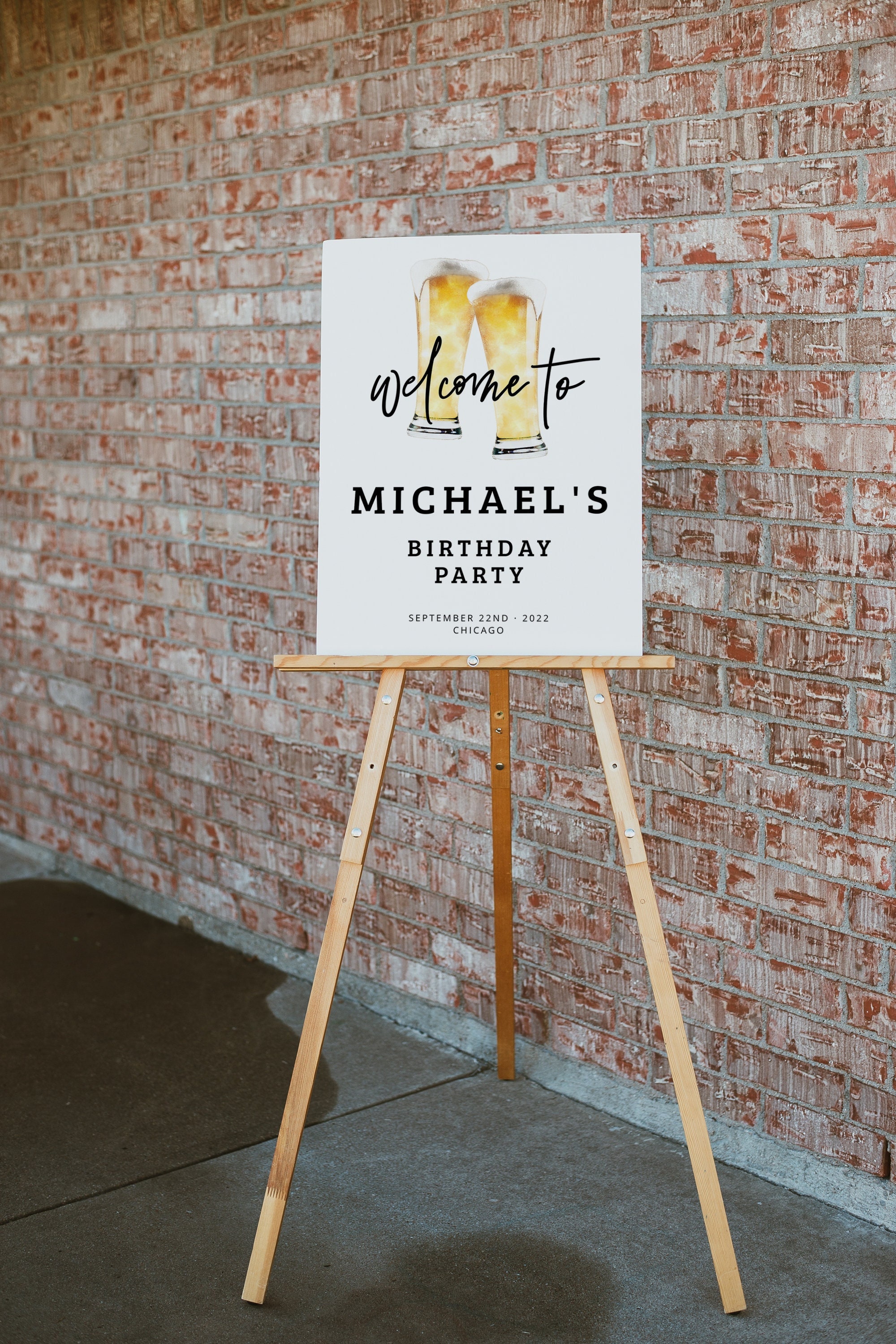 Cheers and Beers Welcome Sign, Editable Cheers and Beers Party Sign Template, Printable Beer Party Poster, Adult 30th Birthday, Any Age, 73