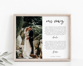 Wedding Vows with Photo, Wedding Vows Print, groom gift from bride on wedding day, Wedding Vows with Picture, Download, Template, 003