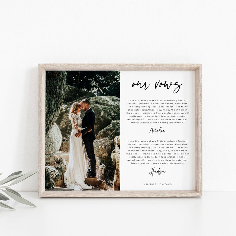 Wedding Vows with Photo, Wedding Vows Print, groom gift from bride on wedding day, Wedding Vows with Picture, Download, Template, 003 image 1